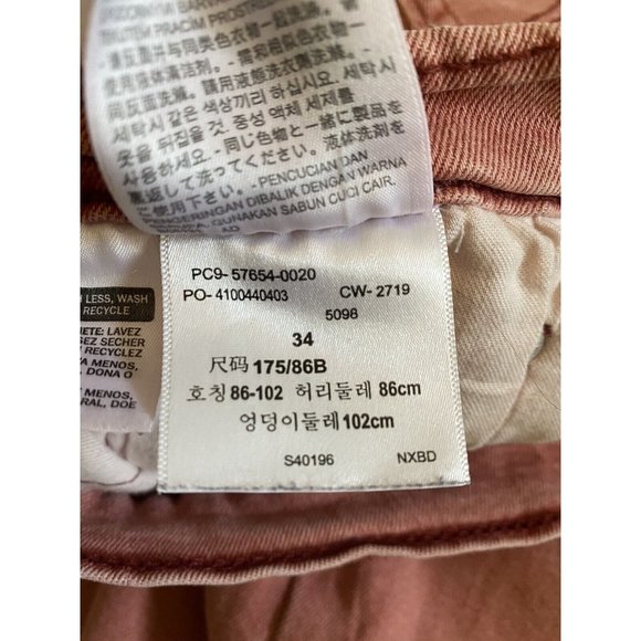 Men's Levi's 502 Stretch Denim Red Jean Shorts Size 34 Pockets Belt Loops - Picture 4 of 5